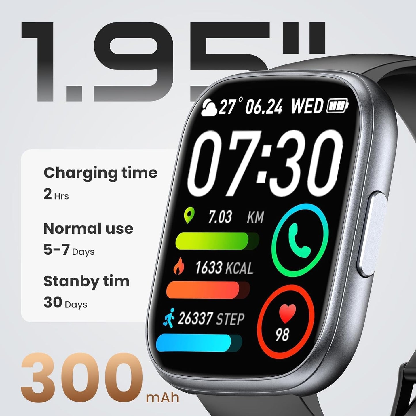 SmartWatch – Montre connectée multifonction avec appels Bluetooth et suivi santé