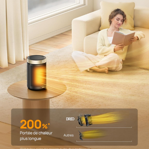 Chauffage Électrique – 1500 W Céramique PTC avec Thermostat Réglable & Sécurité Intégrée (Silencieux & Éco-Énergétique)