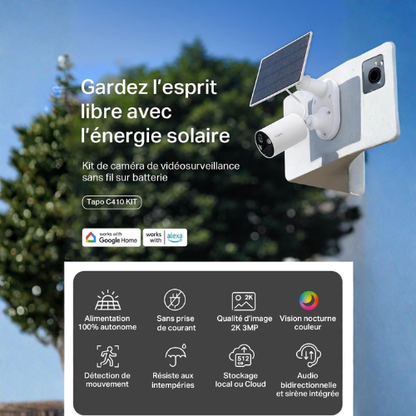 Caméra de Sécurité Extérieure à Énergie Solaire – Kit de Surveillance 2K Intelligent