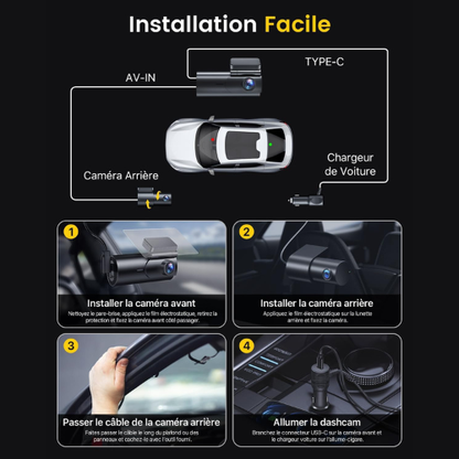 Caméra Dashcam WiFi à Double Objectif 4K pour une Conduite Plus Sûre